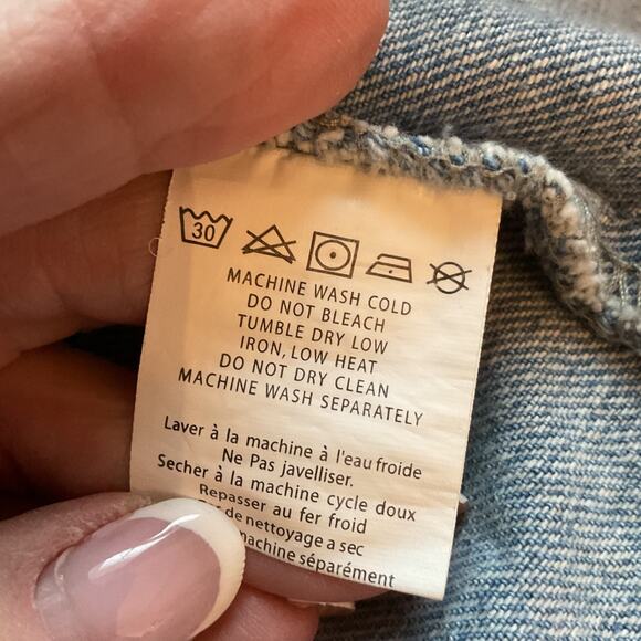 Glamorous Denim w/Hand-painted Floral Print Back Unique Denim Jacket S - Picture 5 of 6